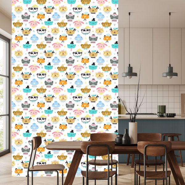 Behang Dieren Op Een Witte Achtergrond - Afbeelding 4