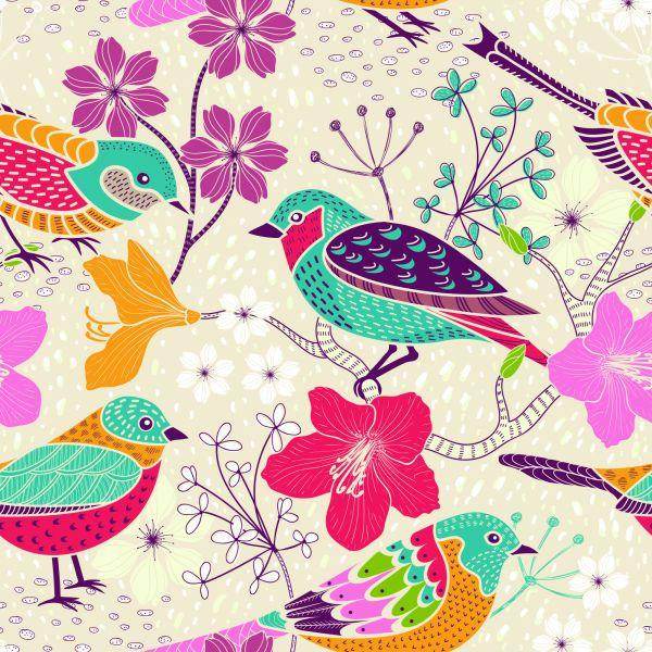 Behang Veelkleurige Vogels - Afbeelding 2