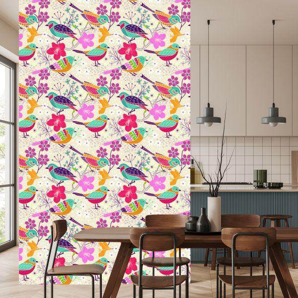 Behang Veelkleurige Vogels - Afbeelding 4