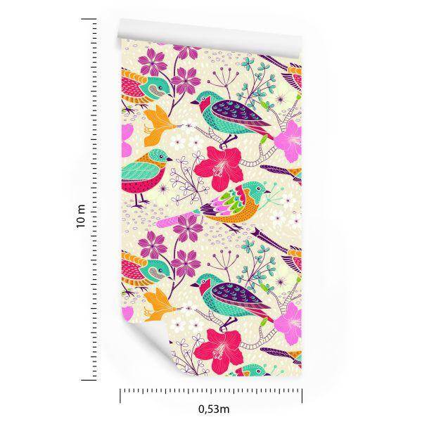 Behang Veelkleurige Vogels - Afbeelding 8