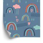Behang Regenboogwolken Voor Kinderen In Scandinavische Stijl