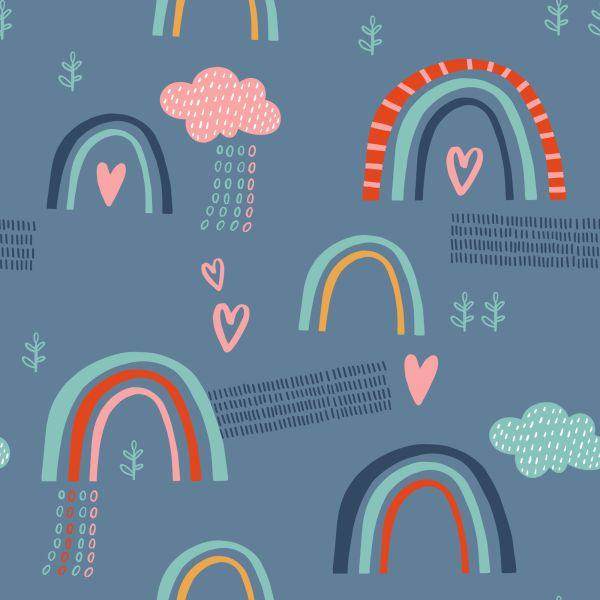 Behang Regenboogwolken Voor Kinderen In Scandinavische Stijl - Afbeelding 2
