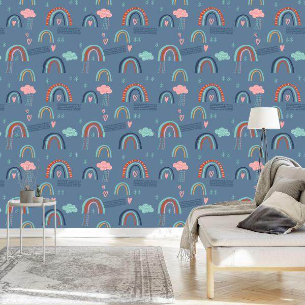 Behang Regenboogwolken Voor Kinderen In Scandinavische Stijl - Afbeelding 3