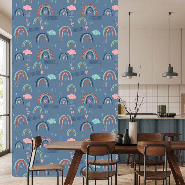 Behang Regenboogwolken Voor Kinderen In Scandinavische Stijl - Afbeelding 4