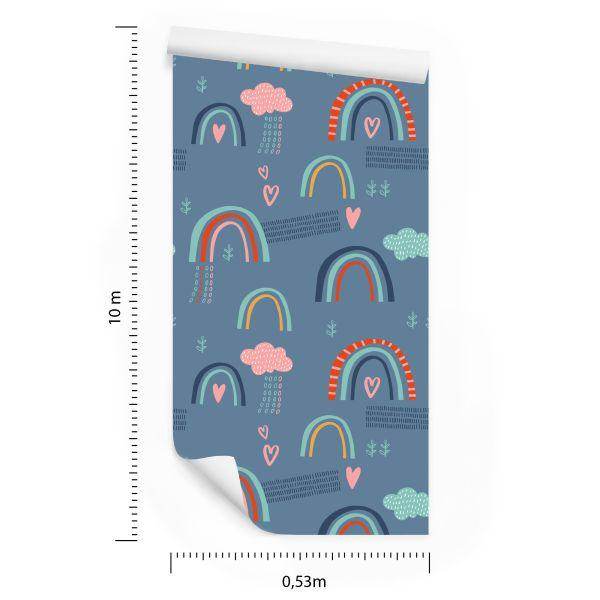 Behang Regenboogwolken Voor Kinderen In Scandinavische Stijl - Afbeelding 8