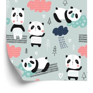 Behang Panda's Tussen De Wolken