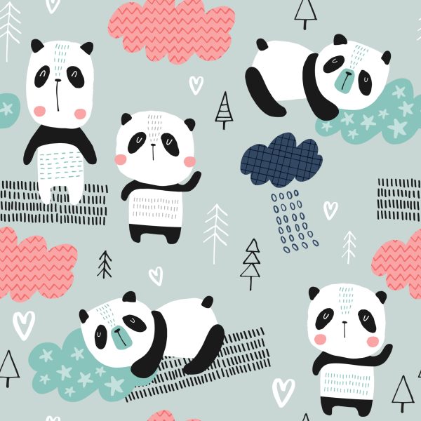 Behang Panda's Tussen De Wolken - Afbeelding 2