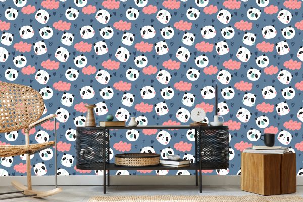 Behang Panda's Met Hartjes Op De Achtergrond - Afbeelding 5