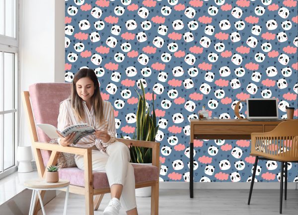 Behang Panda's Met Hartjes Op De Achtergrond - Afbeelding 7