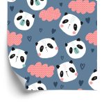 Behang Panda's Met Hartjes Op De Achtergrond