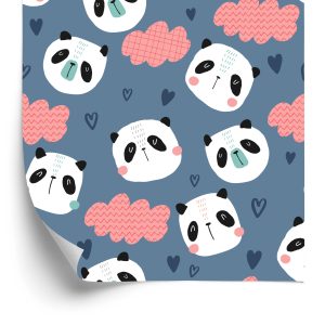 Behang Panda's Met Hartjes Op De Achtergrond