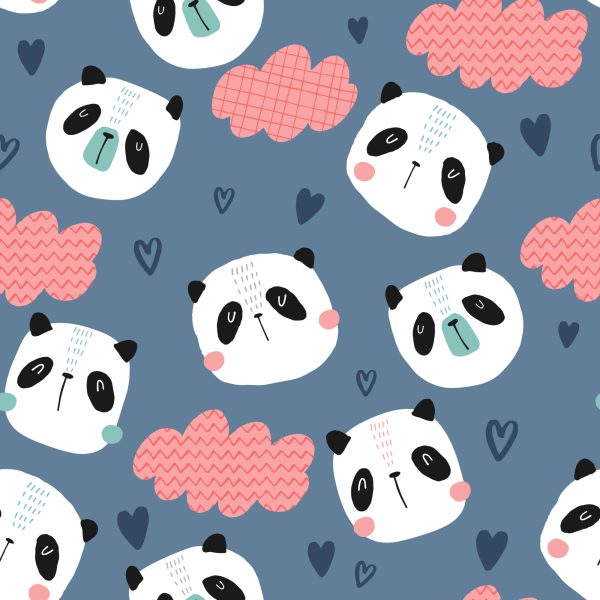 Behang Panda's Met Hartjes Op De Achtergrond - Afbeelding 2