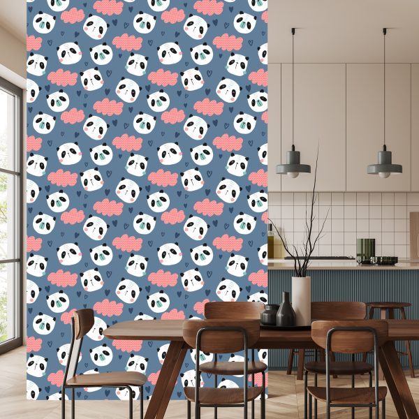 Behang Panda's Met Hartjes Op De Achtergrond - Afbeelding 4