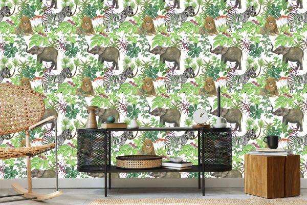 Behang Wilde Dieren En Bladeren - Afbeelding 5