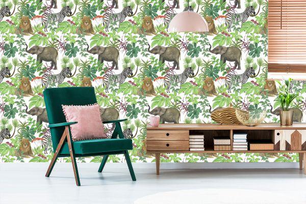 Behang Wilde Dieren En Bladeren - Afbeelding 6