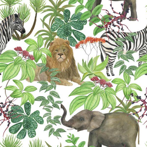 Behang Wilde Dieren En Bladeren - Afbeelding 2