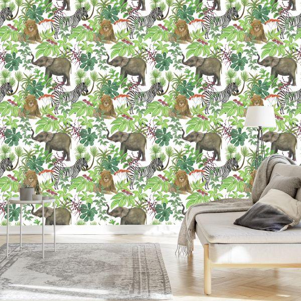 Behang Wilde Dieren En Bladeren - Afbeelding 3