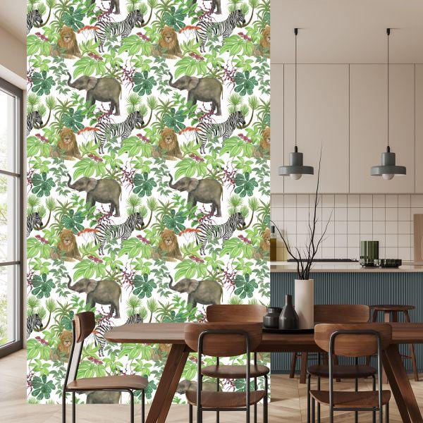 Behang Wilde Dieren En Bladeren - Afbeelding 4