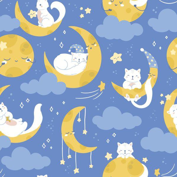 Behang Voor Kinderen - Sterren, Katten En Manen - Afbeelding 2