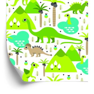 Behang Tree Lake-Dinosaurussen Voor De Jongenskamer