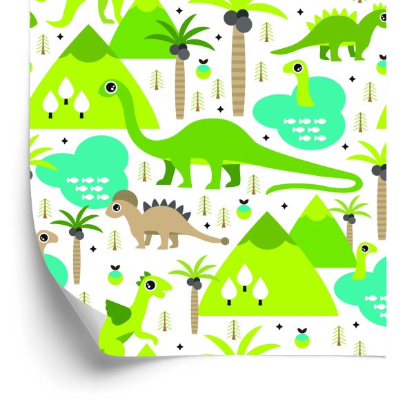 Behang Tree Lake-Dinosaurussen Voor De Jongenskamer