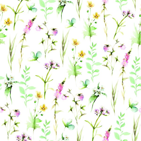 Behang Bloemen.aquarel Veldbladeren - Afbeelding 2