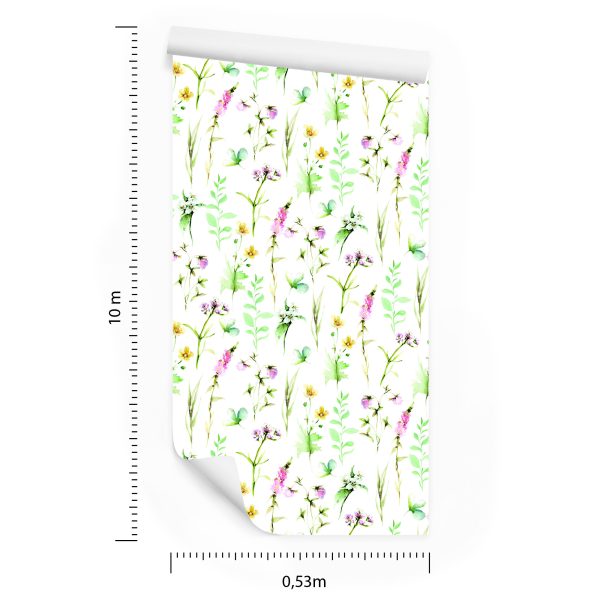 Behang Bloemen.aquarel Veldbladeren - Afbeelding 8