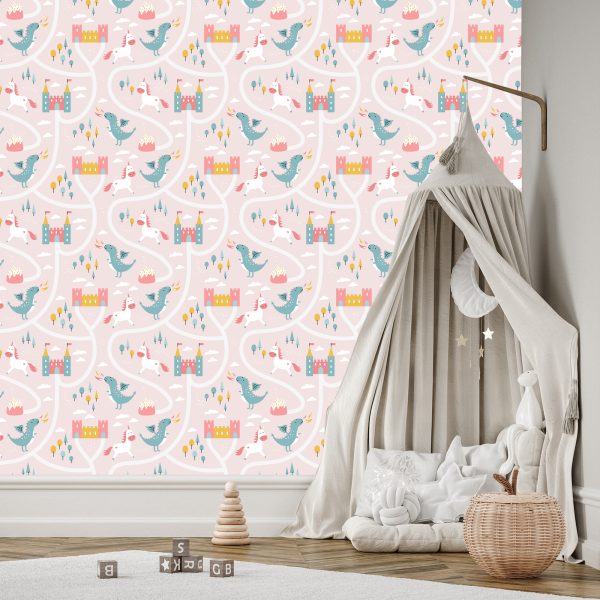 Behang Draken Eenhoorns Uit Een Sprookjeskinderkamer - Afbeelding 3