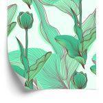 Behang Mooie Bladeren En Bloemen