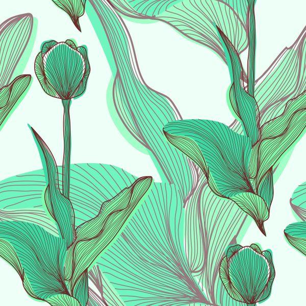 Behang Mooie Bladeren En Bloemen - Afbeelding 2