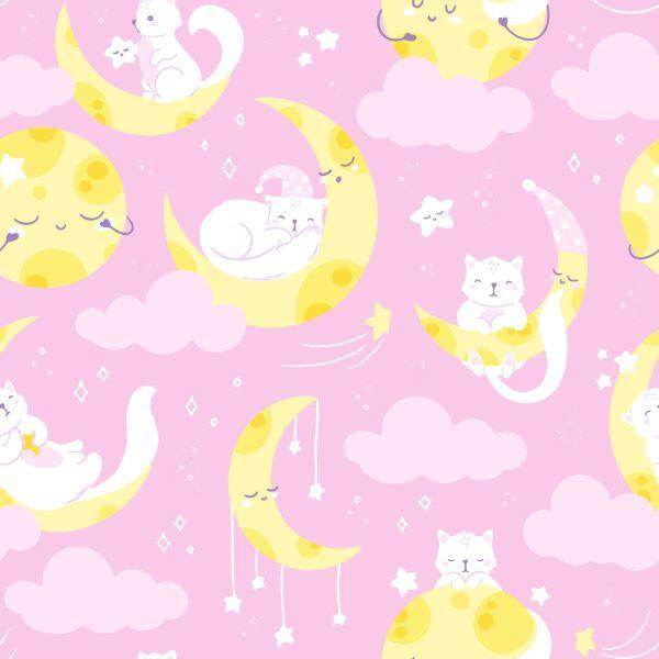 Behang Voor Kinderen - Sterren, Katten En Manen - Afbeelding 2