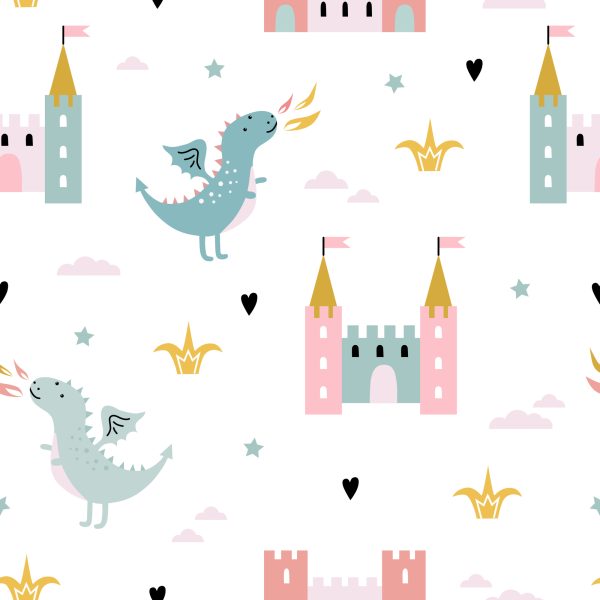 Behang Sprookjeswolken Draken Voor Babykamer - Afbeelding 2