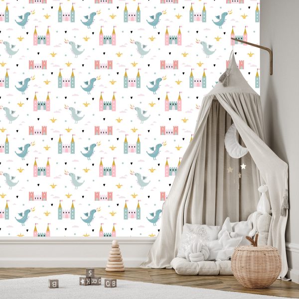 Behang Sprookjeswolken Draken Voor Babykamer - Afbeelding 3