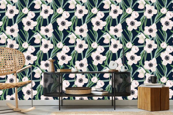 Behang Bloemen - Anemoon Op Een Donkere Achtergrond - Afbeelding 5