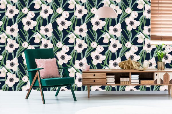 Behang Bloemen - Anemoon Op Een Donkere Achtergrond - Afbeelding 6