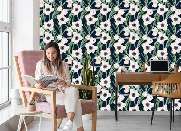 Behang Bloemen - Anemoon Op Een Donkere Achtergrond - Afbeelding 7