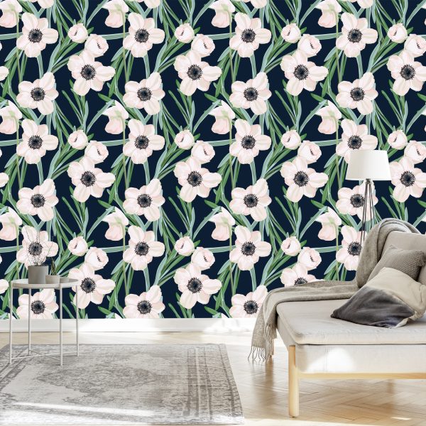 Behang Bloemen - Anemoon Op Een Donkere Achtergrond - Afbeelding 3