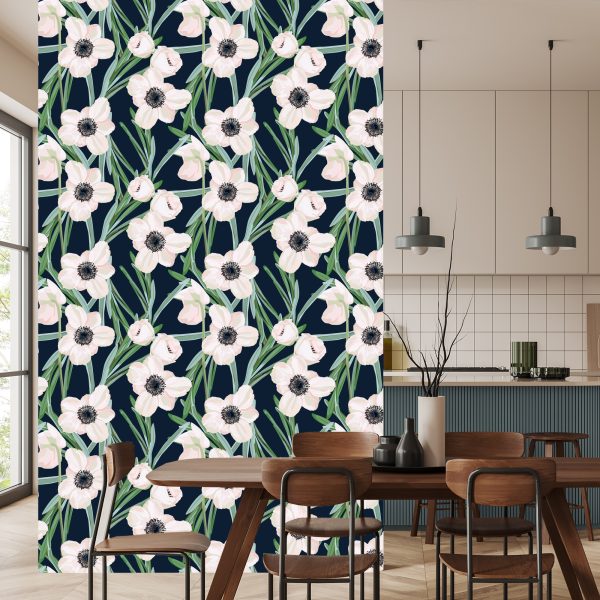 Behang Bloemen - Anemoon Op Een Donkere Achtergrond - Afbeelding 4