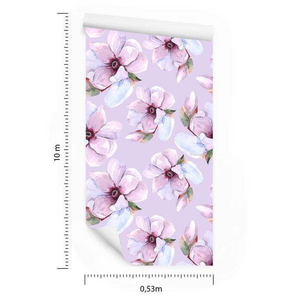 Behang Prachtige Bloemen Geschilderd Met Waterverf - Afbeelding 8