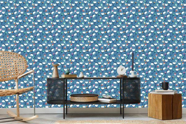 Behang Bloemen Voor Kinderen In Scandinavische Stijl - Afbeelding 5