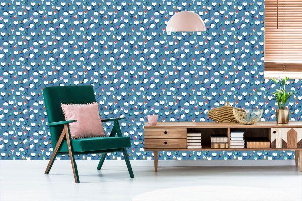 Behang Bloemen Voor Kinderen In Scandinavische Stijl - Afbeelding 6