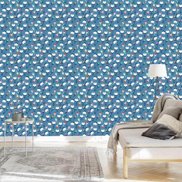 Behang Bloemen Voor Kinderen In Scandinavische Stijl - Afbeelding 3