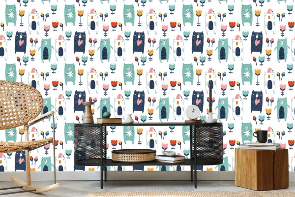 Behang Teddyberen Tussen Bloemen - Afbeelding 5