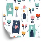 Behang Teddyberen Tussen Bloemen