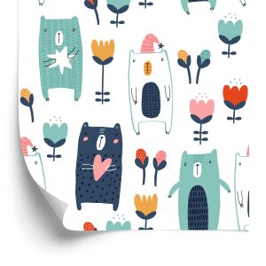 Behang Teddyberen Tussen Bloemen