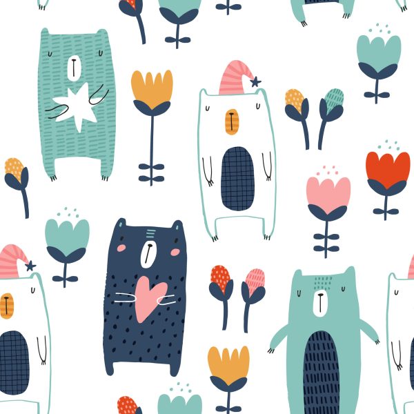 Behang Teddyberen Tussen Bloemen - Afbeelding 2