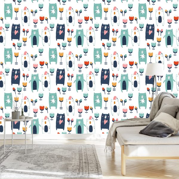 Behang Teddyberen Tussen Bloemen - Afbeelding 3