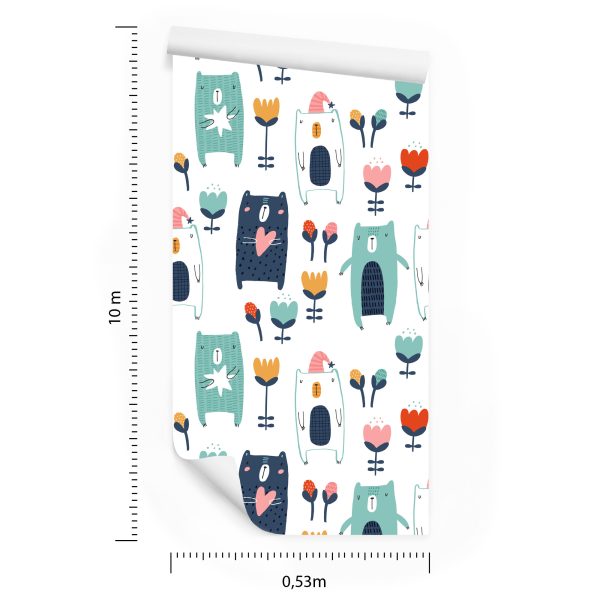 Behang Teddyberen Tussen Bloemen - Afbeelding 8