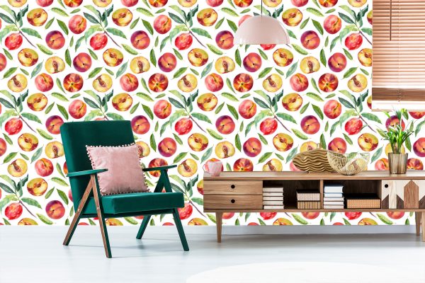 Behang Voor Eetkamer, Fruit, Bladeren, Takken, Groen - Afbeelding 6