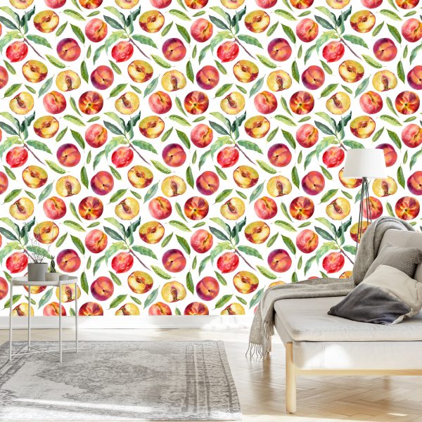 Behang Voor Eetkamer, Fruit, Bladeren, Takken, Groen - Afbeelding 3